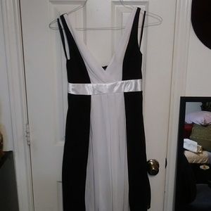 Brown and white formal dress